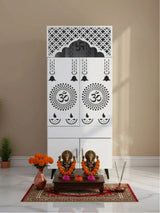 White Wooden Mandir with LED Backlight & Storage
