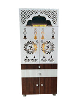Wood and White Finish Pooja Mandir with Storage
