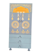 Modern White Wooden Mandir with LED Backlight & 3 Storage Drawers