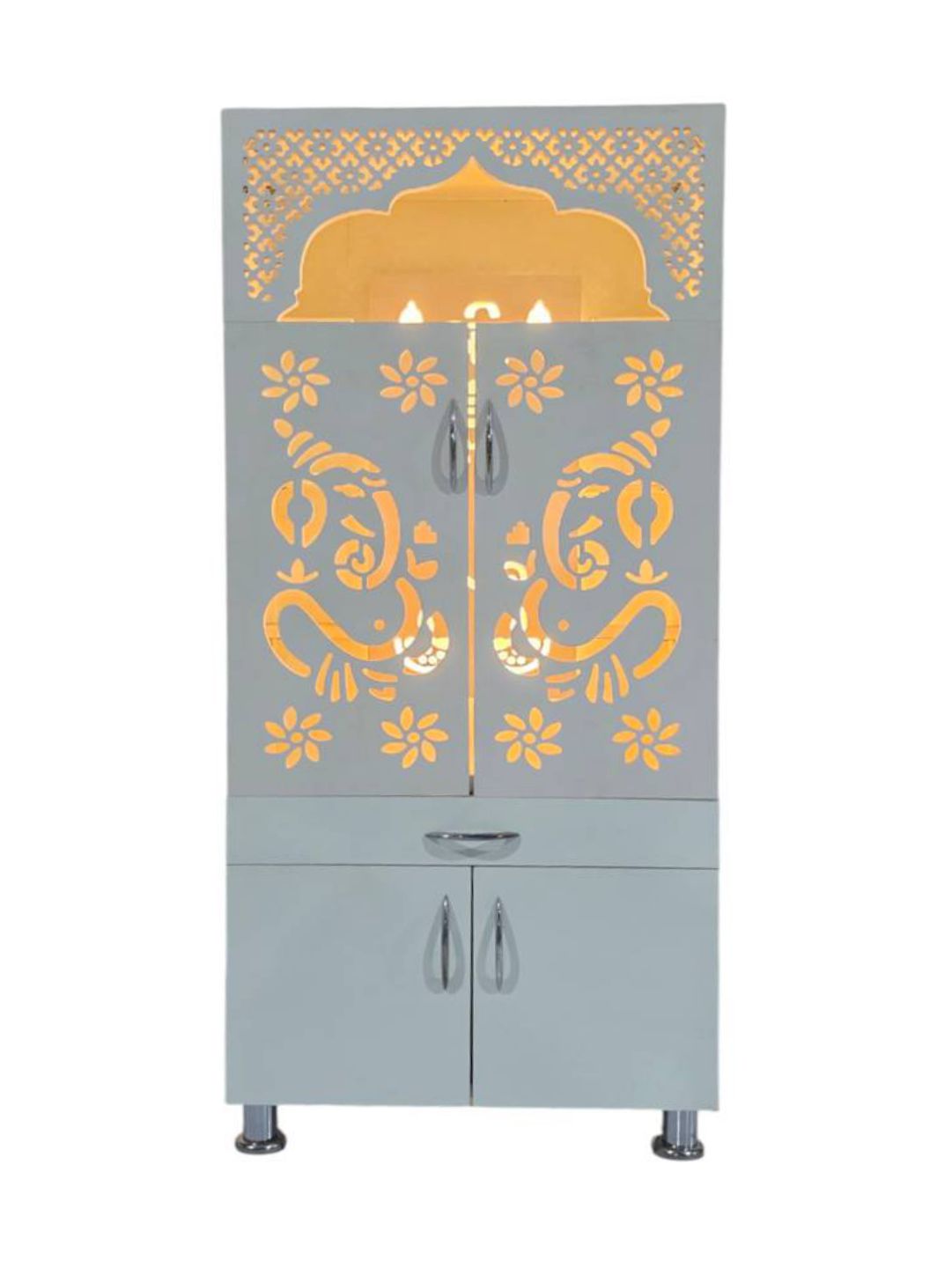 Wooden Pooja Mandir with LED Light