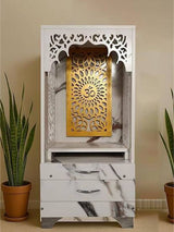 Premium Carved Floral Pooja Mandir in Marble Finish