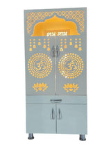 Designer Wooden Pooja Mandir with LED Backlight & “Om” Engraving