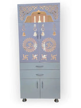Modern Wooden Mandir with LED Light & Storage The Mandir Company