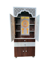 Wood and White Finish Pooja Mandir with Storage
