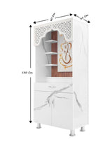 Modern White Marble-Finish Open Pooja Mandir With LED Ganesh