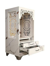Premium Carved Floral Pooja Mandir in Marble Finish