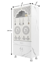 Marble Finish Wooden Mandir with LED Backlight & Storage The Mandir Company