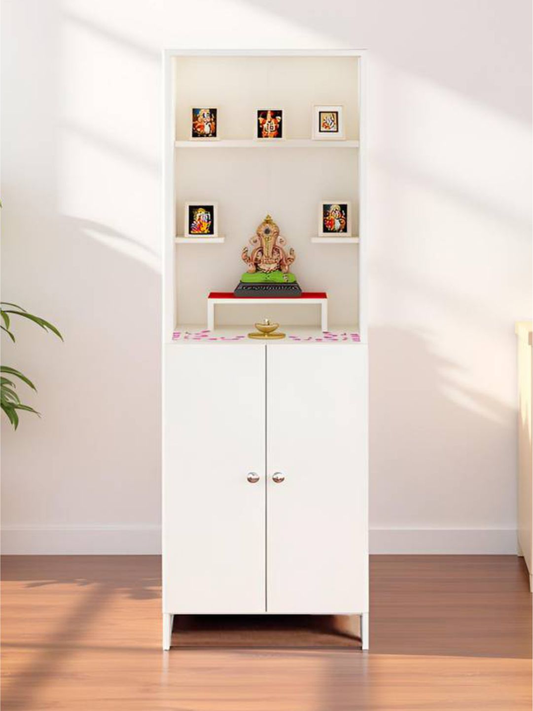 Minimalist Tall Pooja Mandir With Storage