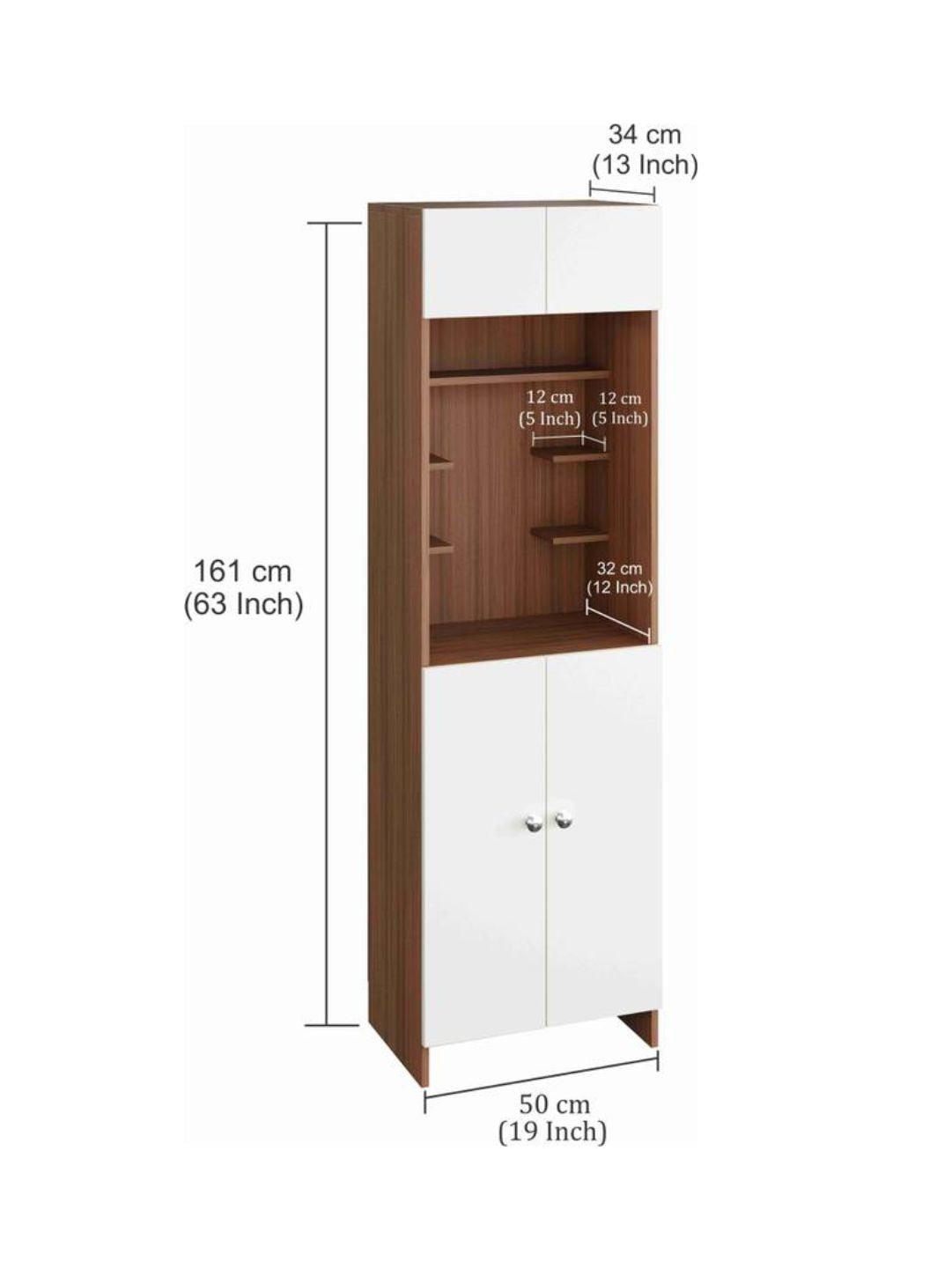 Wood and White Finish Pooja Mandir with Storage