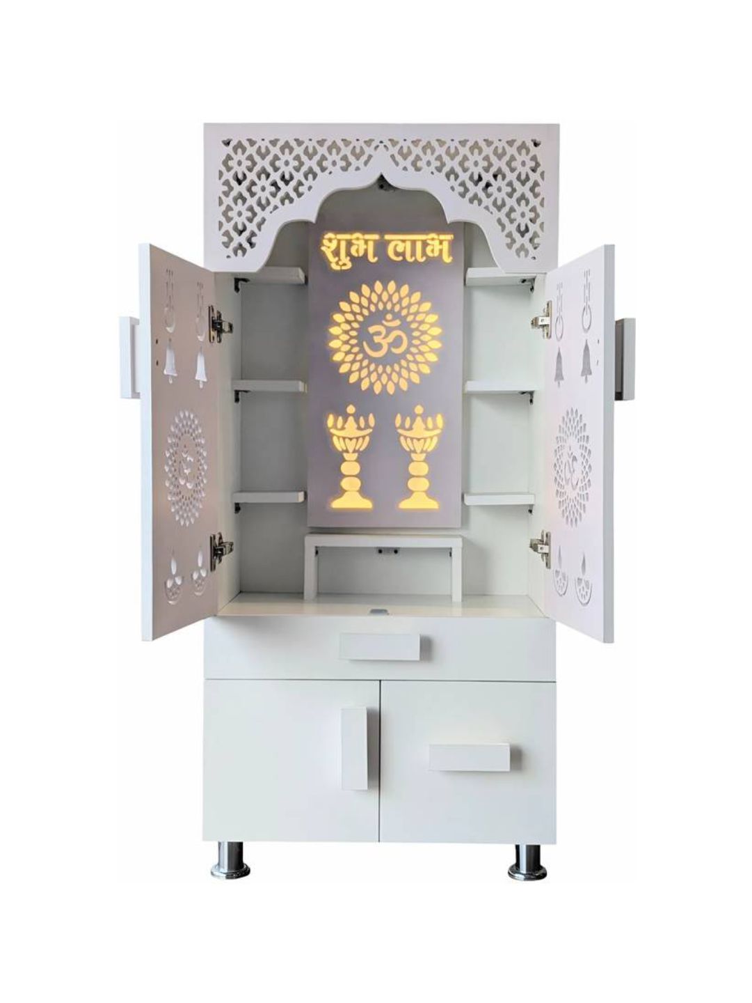 Premium Wall-Carved Pooja Mandir With Storage
