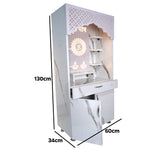 Premium Shubh Labh Wooden Mandir with LED Light – White & Brown Home Temple with Storage (130x60x34 cm)