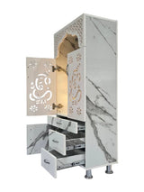 Marble-Finish Wooden Pooja Mandir with LED Light