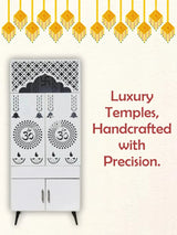 White Wooden Mandir with LED Backlight & Storage