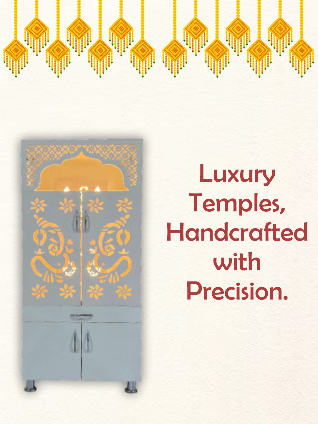 Wooden Pooja Mandir with LED Light